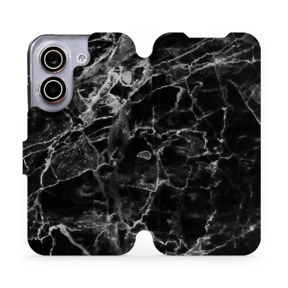 Handyhülle mit klappe für Xiaomi POCO X8 Pro, Mobiwear Book, Schwarzer Marmor