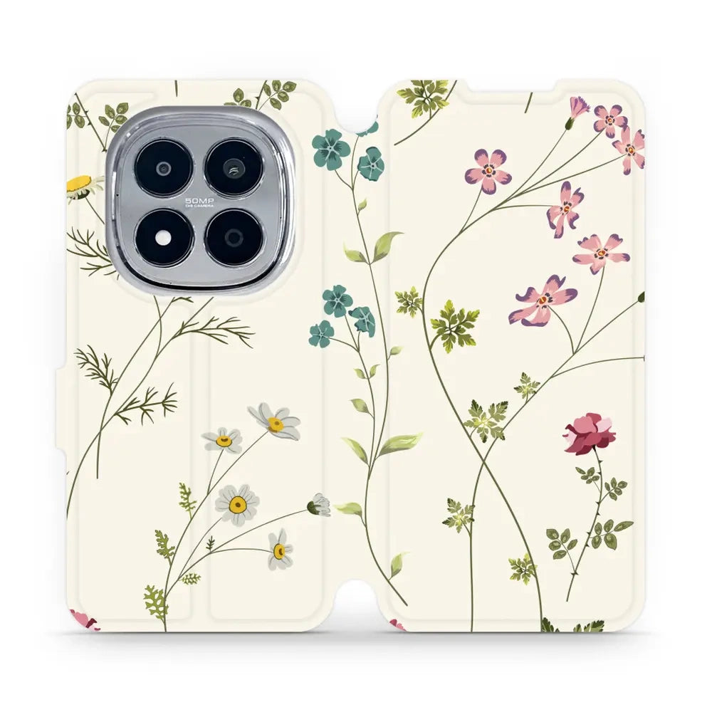 Handyhülle mit klappe für Xiaomi Redmi Note 15 Pro 4G, Mobiwear Book, Feldblumen