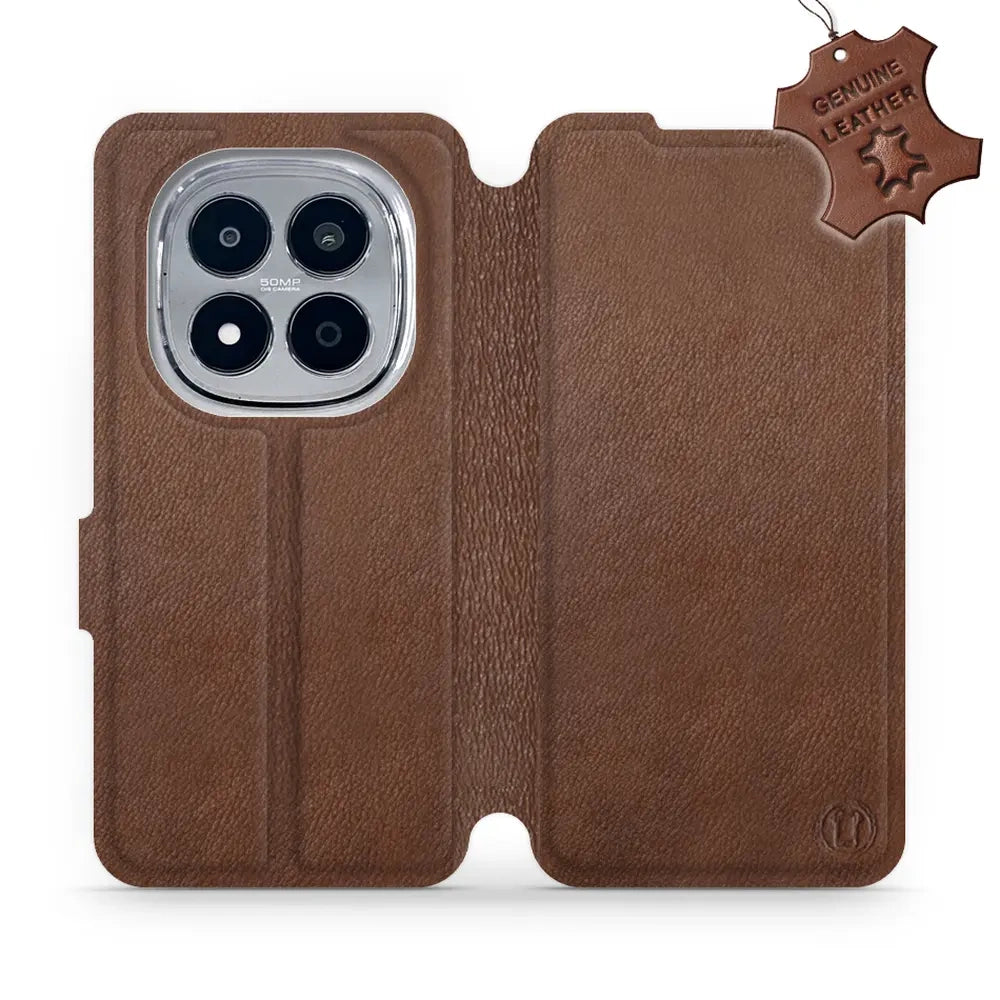 Echtleder Handyhülle für Xiaomi Redmi Note 15 Pro 4G, Mobiwear Leather, Braun