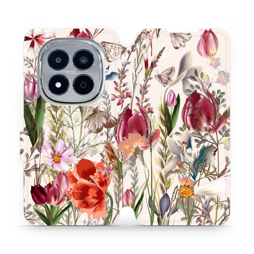 Handyhülle mit klappe für Xiaomi Redmi Note 15 Pro 4G, Mobiwear Book, Blumenstrauß