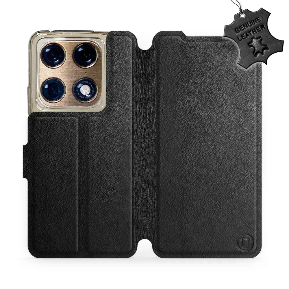 Echtleder Handyhülle für Motorola Signature, Mobiwear Leather, Schwarz