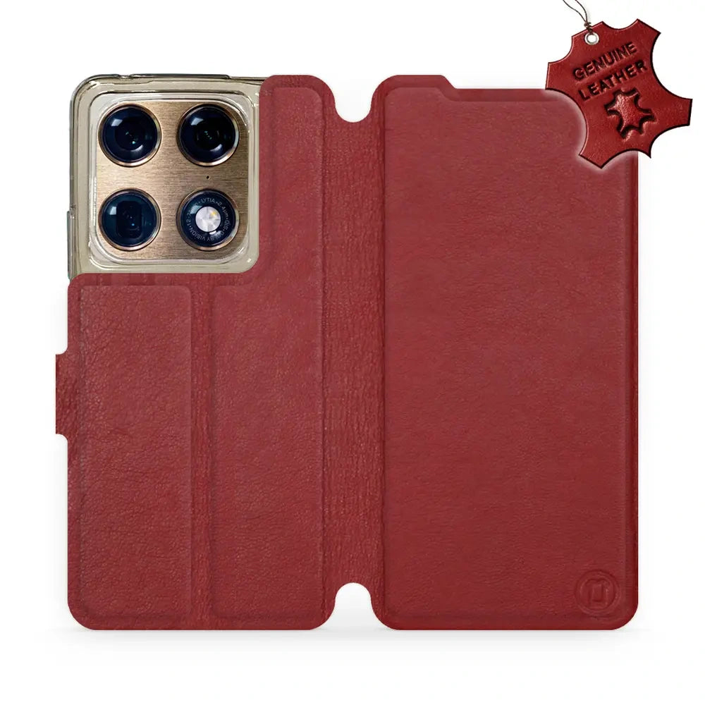 Echtleder Handyhülle für Motorola Signature, Mobiwear Leather, Dunkelrot