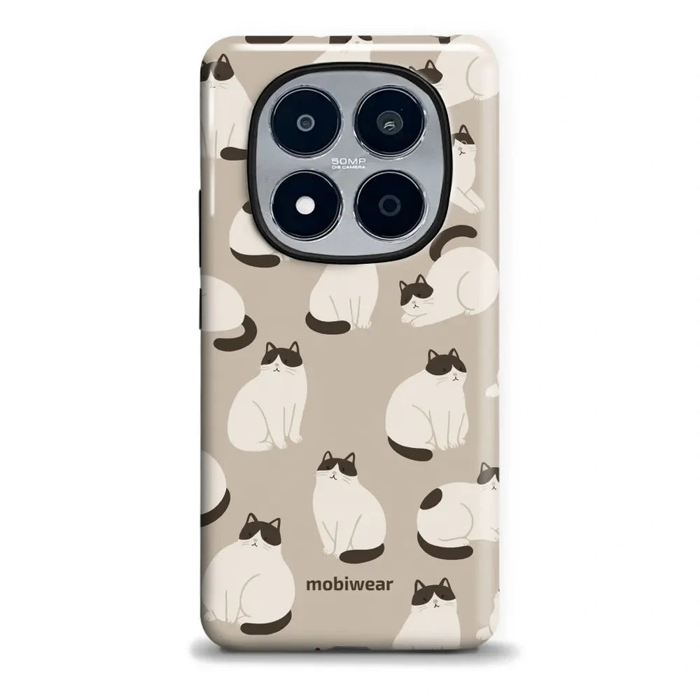 Handyhülle für Xiaomi POCO M8 Pro 5G, Mobiwear Elite Pro, Kaffe Miau