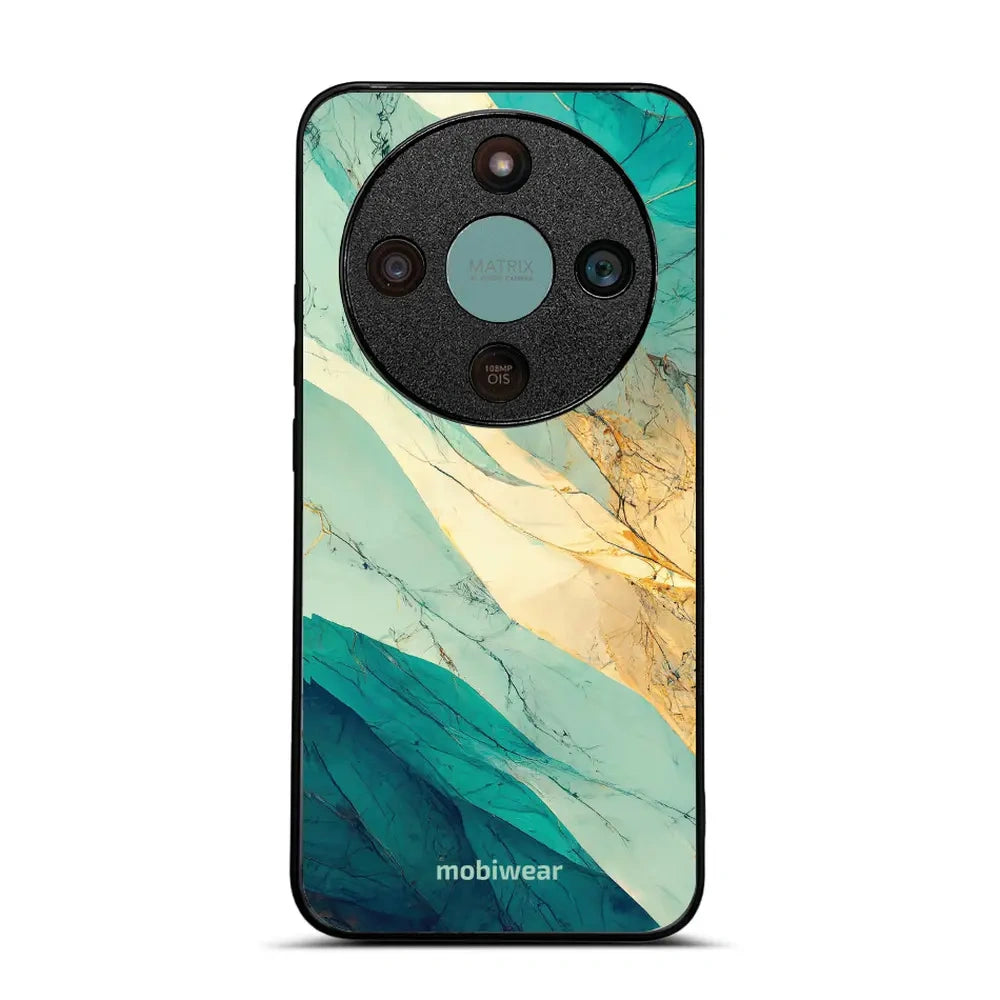 Handyhülle für Honor Magic8 Lite, Mobiwear Glossy Case, Türkis-Marmor
