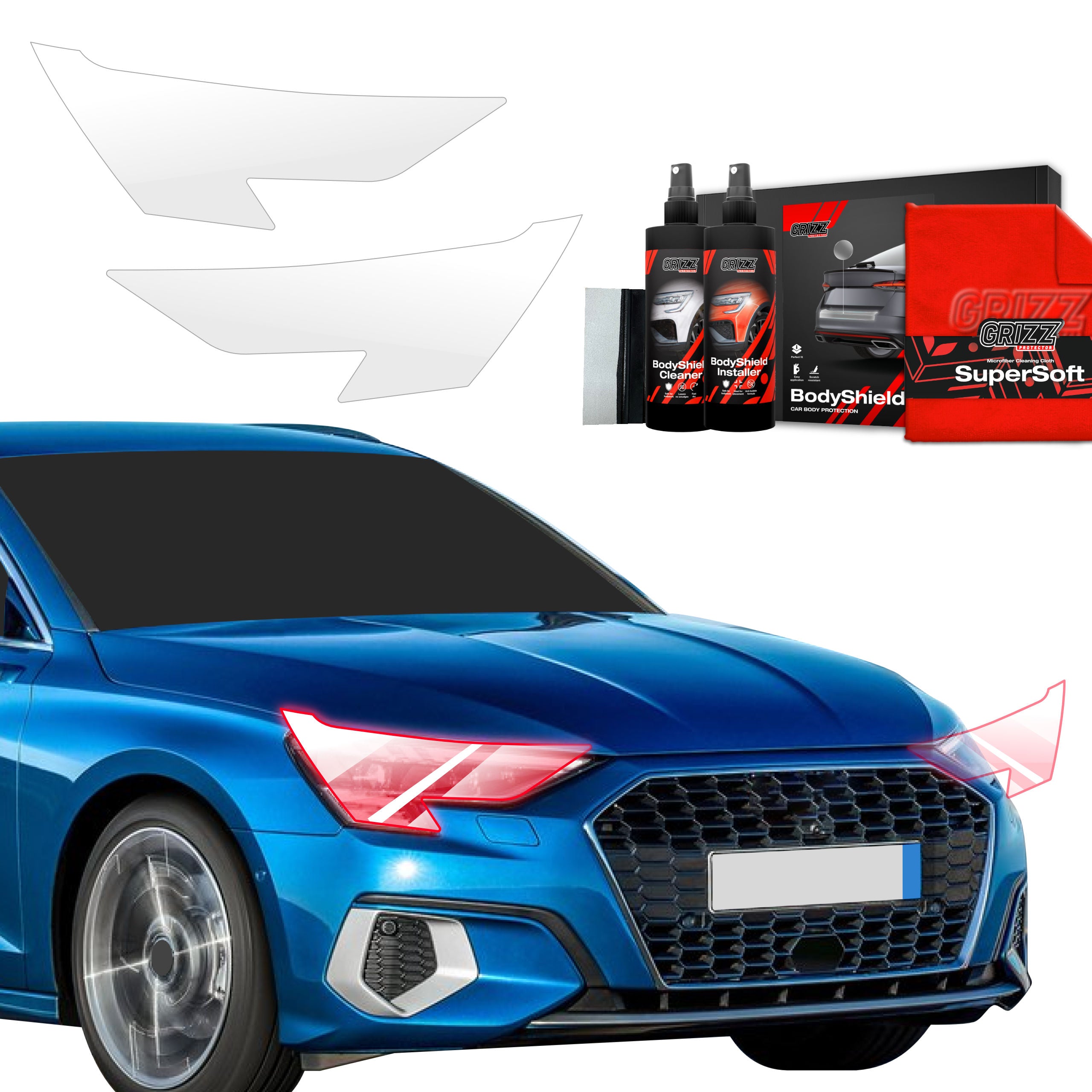 2in1 Schutzfolie Grizz Protector für Scheinwerfer - Audi A3 8Y Sportback (2020-2023)