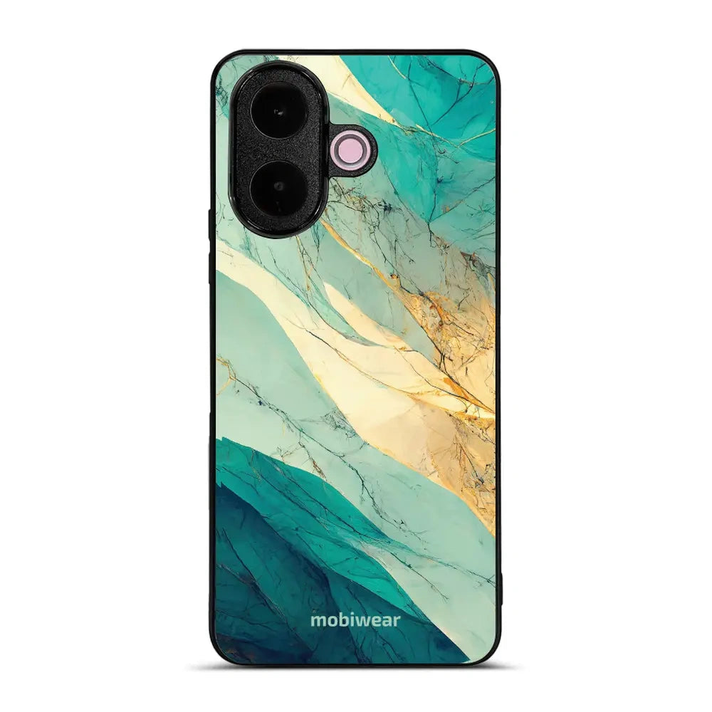 Handyhülle für Vivo V60 Lite 5G, Mobiwear Glossy Case, Türkis-Marmor