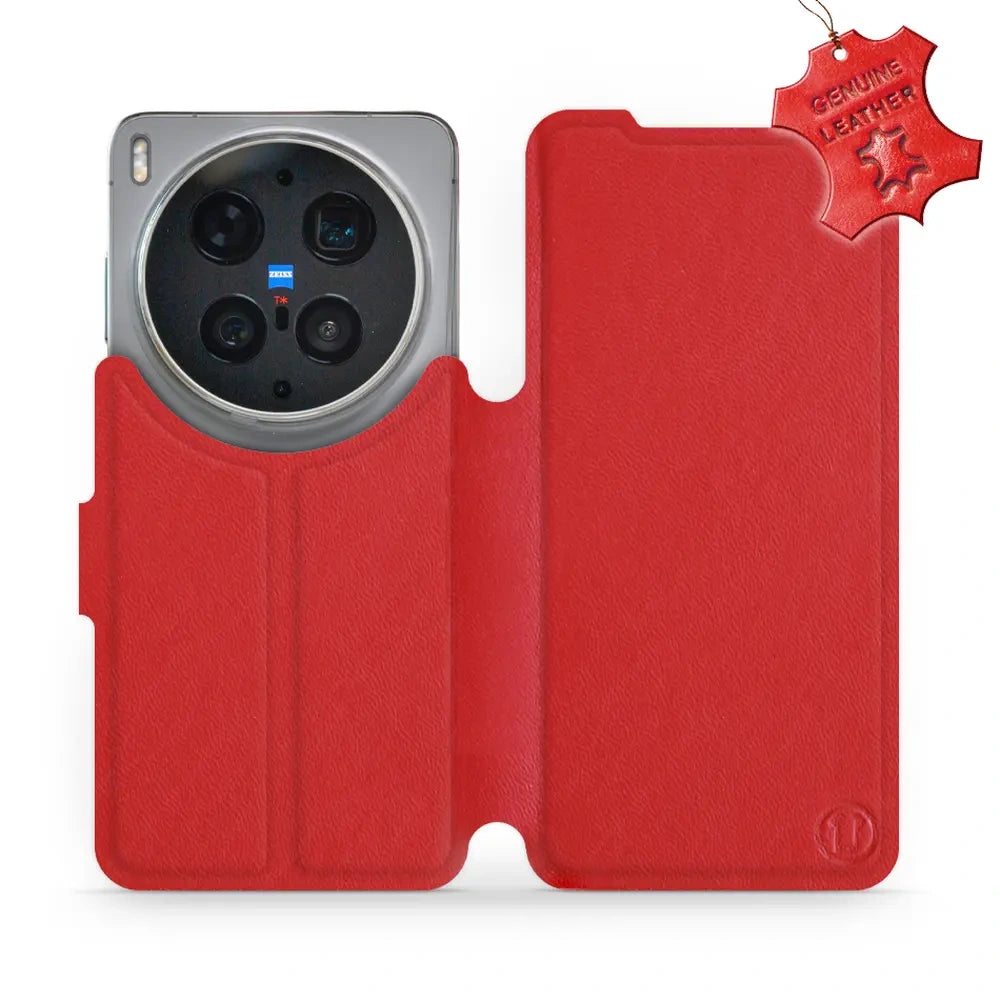 Echtleder Handyhülle für Vivo X300 Ultra, Mobiwear Leather, Rot