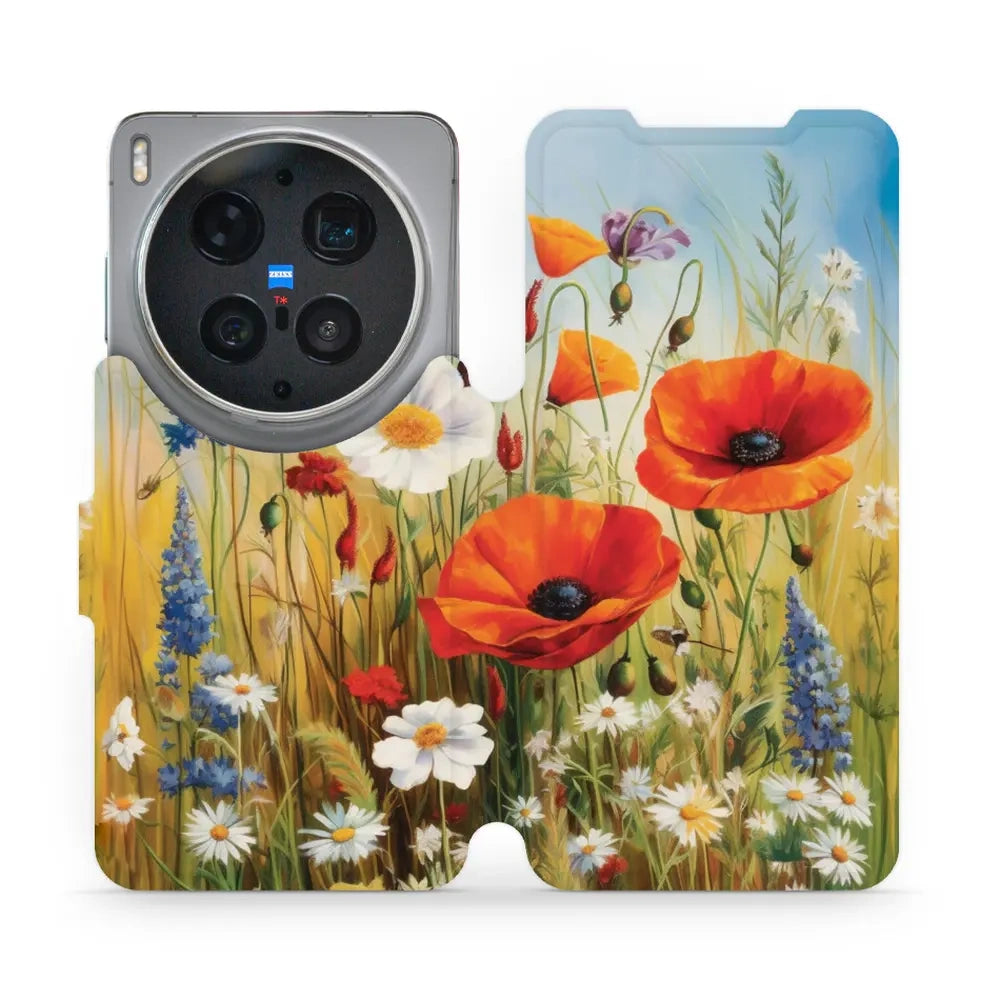 Handyhülle mit klappe für Vivo X300 Ultra, Mobiwear Book, Wiesenblumen