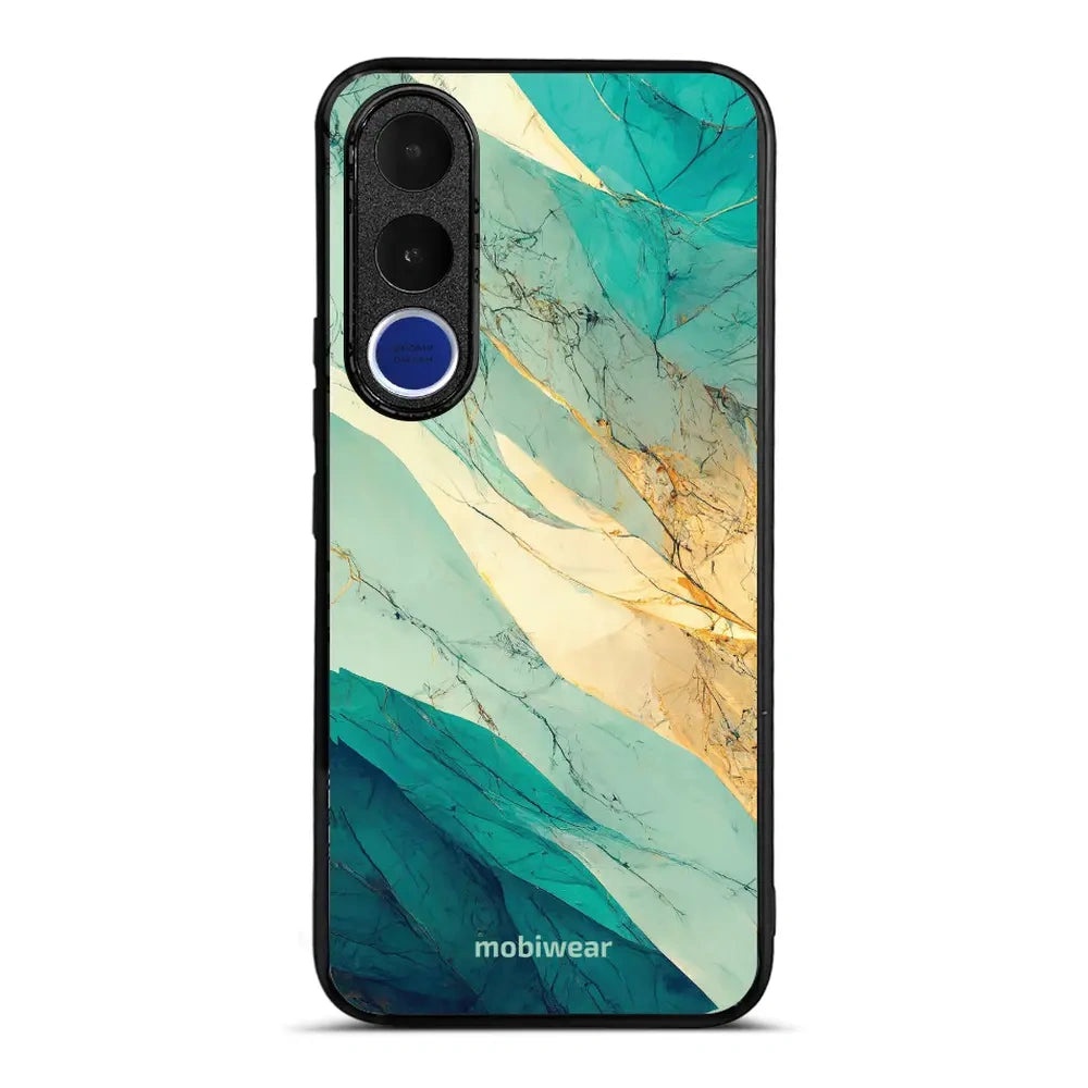 Handyhülle für Vivo V70 FE 5G, Mobiwear Glossy Case, Türkis-Marmor