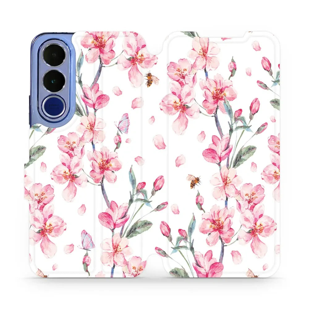 Handyhülle mit klappe für Vivo V70 FE 5G, Mobiwear Book, Rosa Frühling