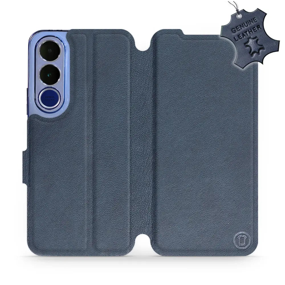 Echtleder Handyhülle für Vivo V70 FE 5G, Mobiwear Leather, Dunkelblau