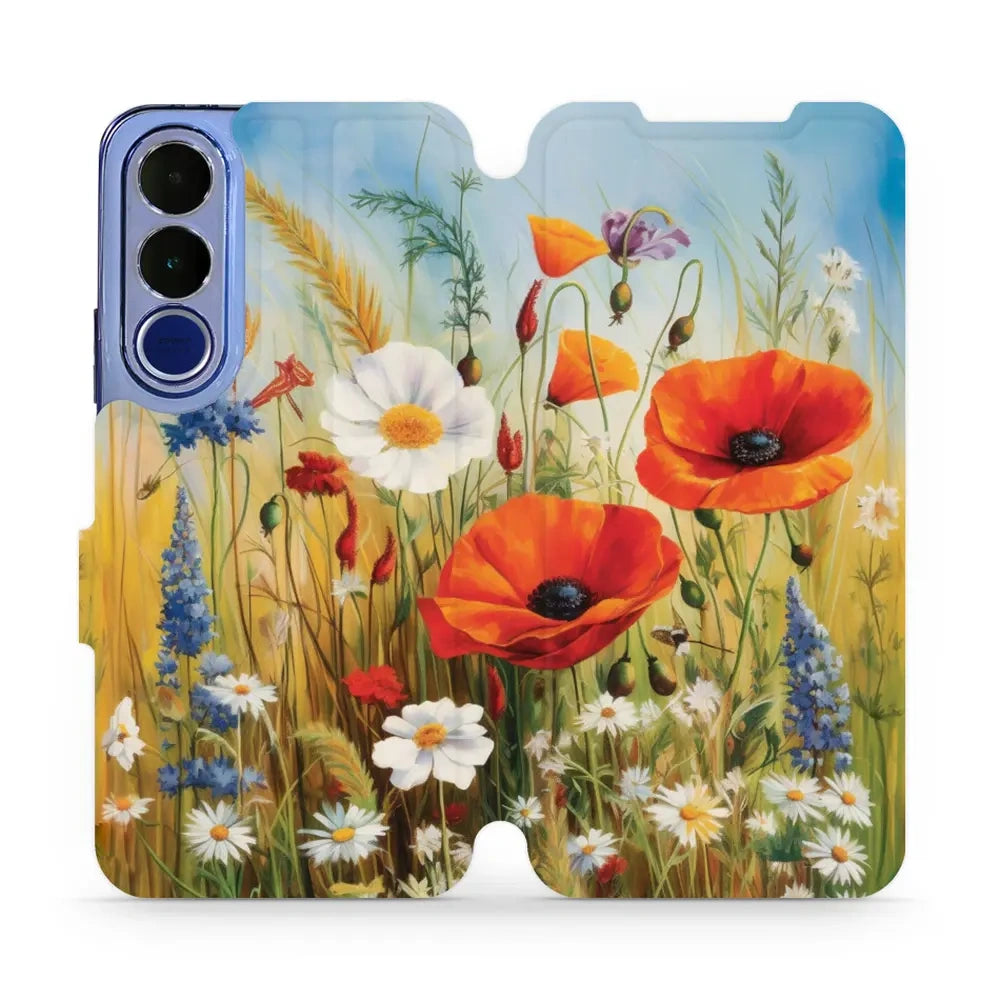 Handyhülle mit klappe für Vivo V70 FE 5G, Mobiwear Book, Wiesenblumen