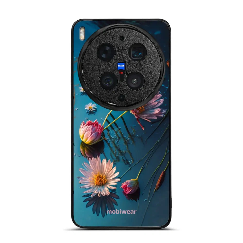 Handyhülle für Vivo X300 Ultra, Mobiwear Glossy Case, Blau-Blumig