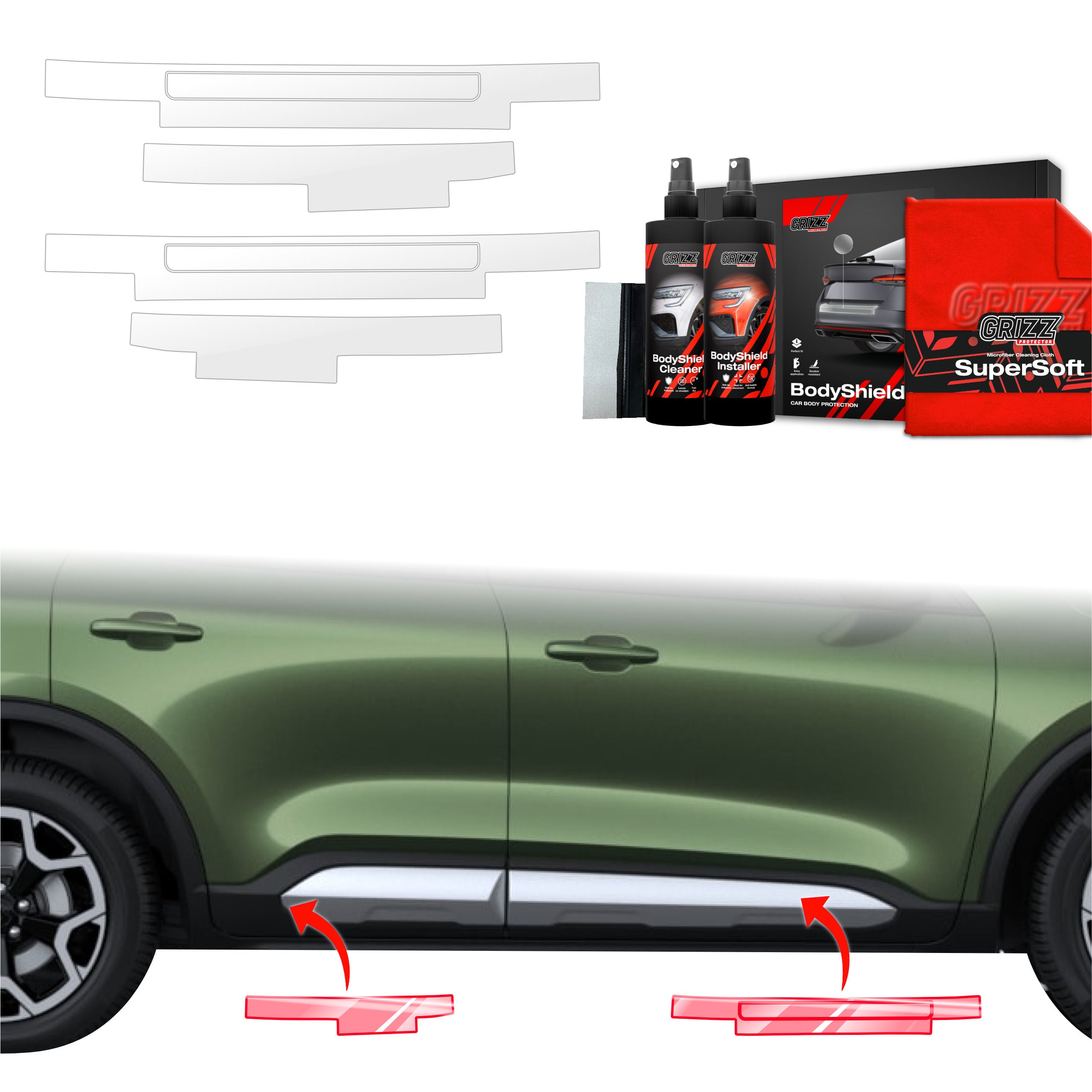 4in1 Schutzfolie Grizz Protector für Schweller mit Auflagen - Ford Kuga Active Facelift (2024-2026)