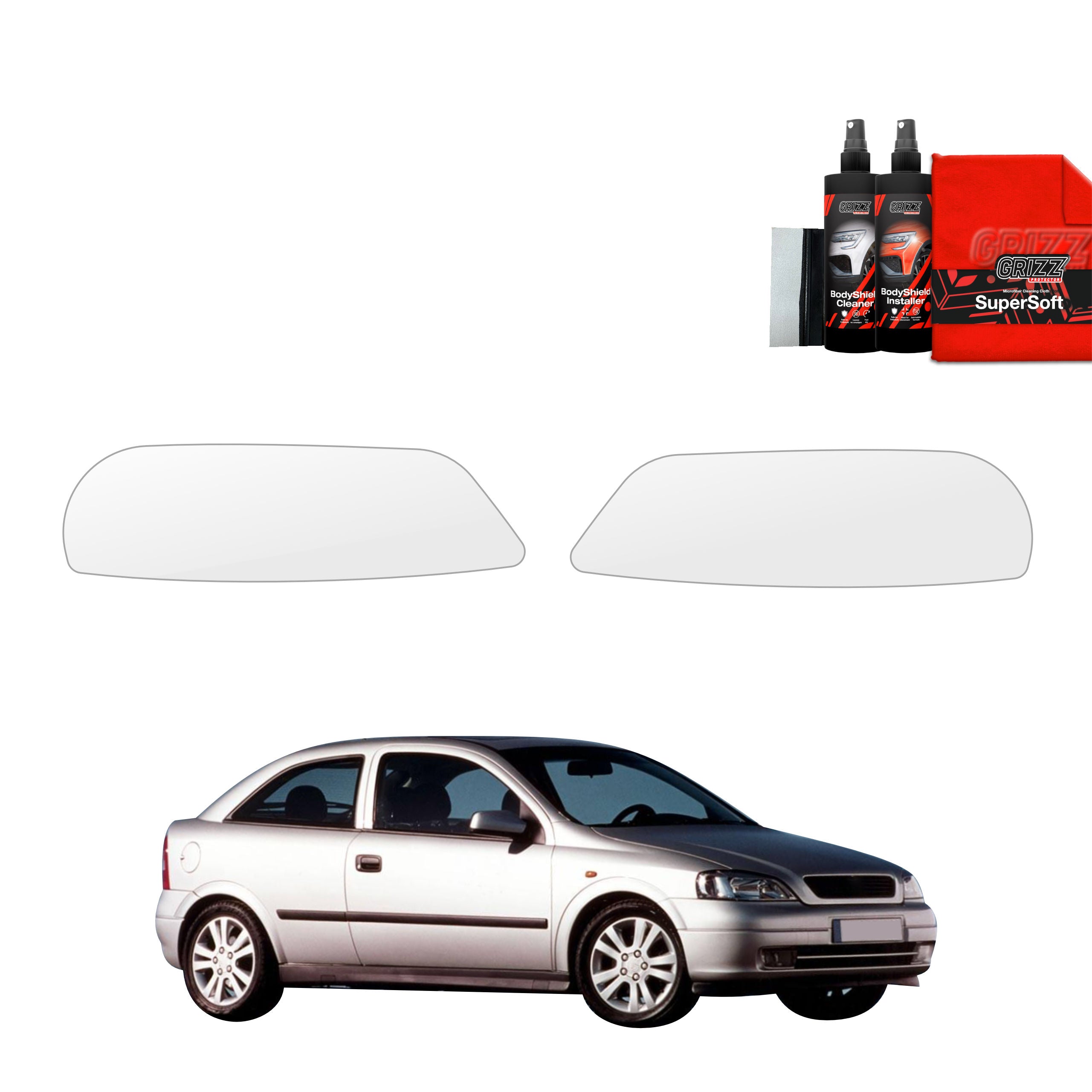 2in1 Schutzfolie Grizz Protector für Scheinwerfer - Opel Astra G Hatchback 3D (1998-2009)