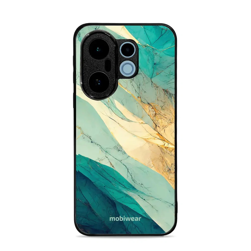 Handyhülle für Vivo X200 FE, Mobiwear Glossy Case, Türkis-Marmor