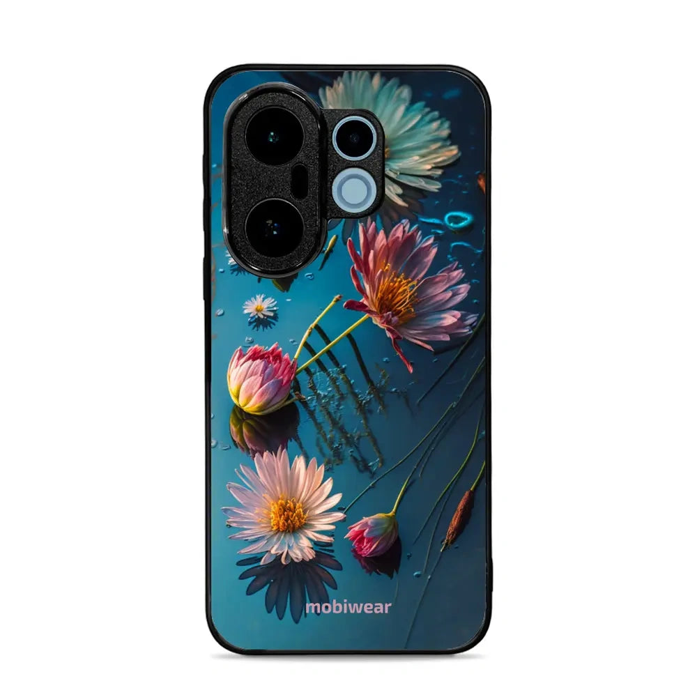 Handyhülle für Vivo X200 FE, Mobiwear Glossy Case, Blau-Blumig