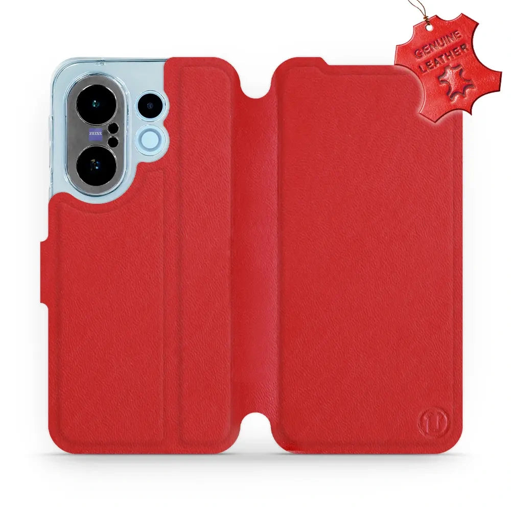 Echtleder Handyhülle für Vivo X200 FE, Mobiwear Leather, Rot