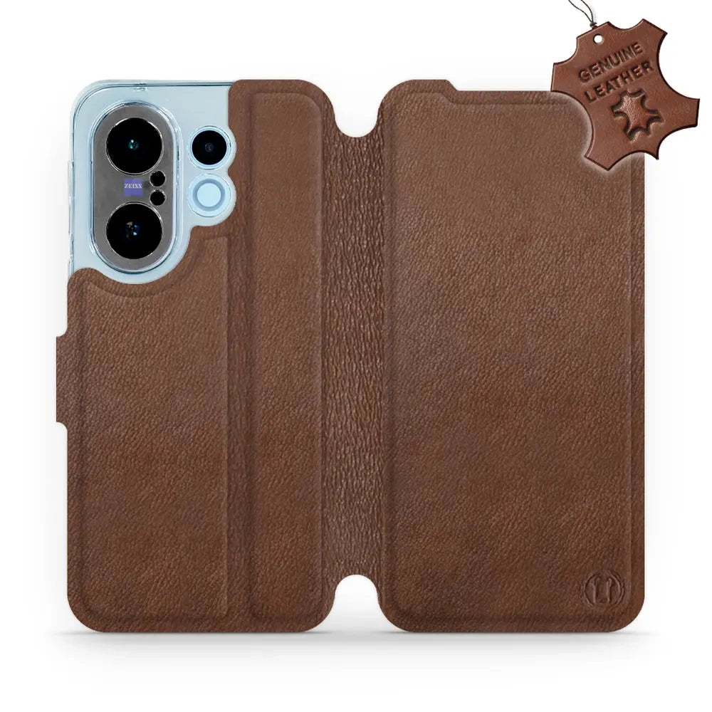Echtleder Handyhülle für Vivo X200 FE, Mobiwear Leather, Braun