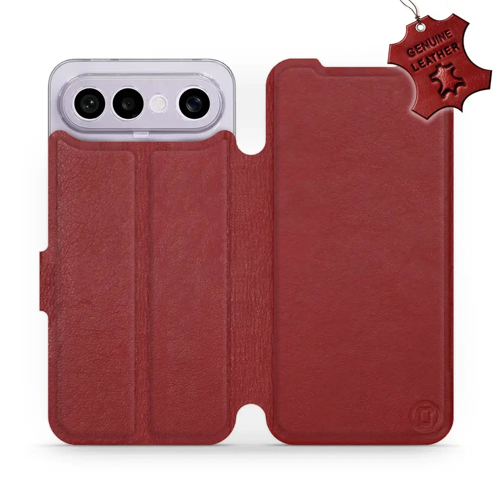Echtleder Handyhülle für Vivo X300 FE, Mobiwear Leather, Dunkelrot
