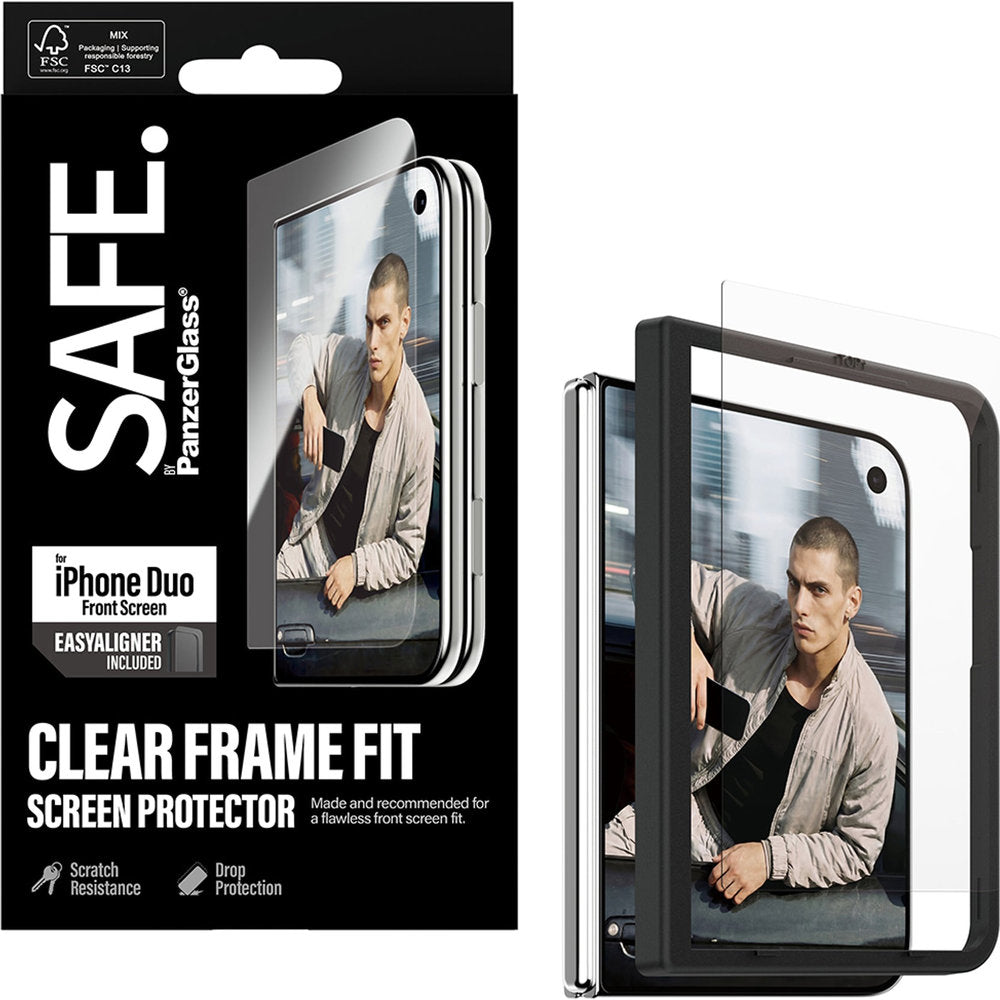 Gehärtetes Glas mit Applikator für iPhone Duo, SAFE by PanzerGlass Ultra-Wide Fit Easy Aligner (1/6)