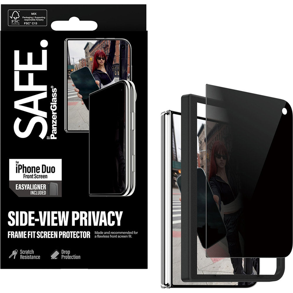 Sichtschutzglas mit Applikator für iPhone Duo, SAFE by PanzerGlass Ultra-Wide Fit Privacy mit EasyAligner (1/7)