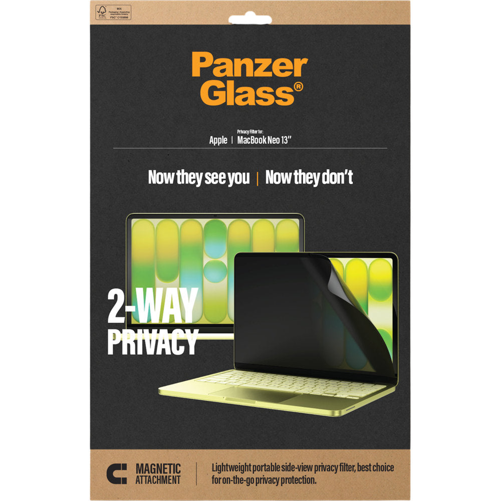 Magnetische Schutzfolie mit Sichtschutzfilter für Apple MacBook Neo 13" [A18 Pro] 2026, PanzerGlass Magnetic 2-Way Privacy (4/4)