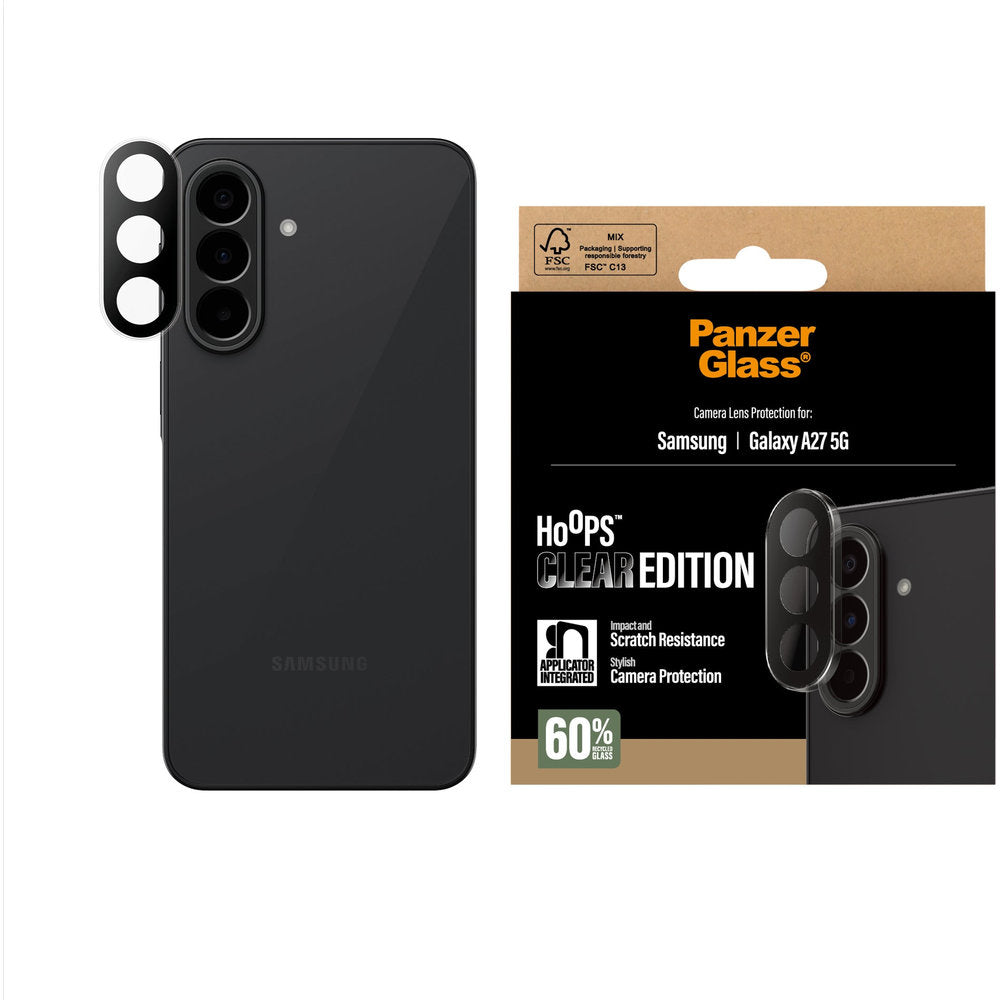 Gehärtetes Glas mit Applikator für Galaxy A27 5G, PanzerGlass Hoops Camera, Transparent (2/4)