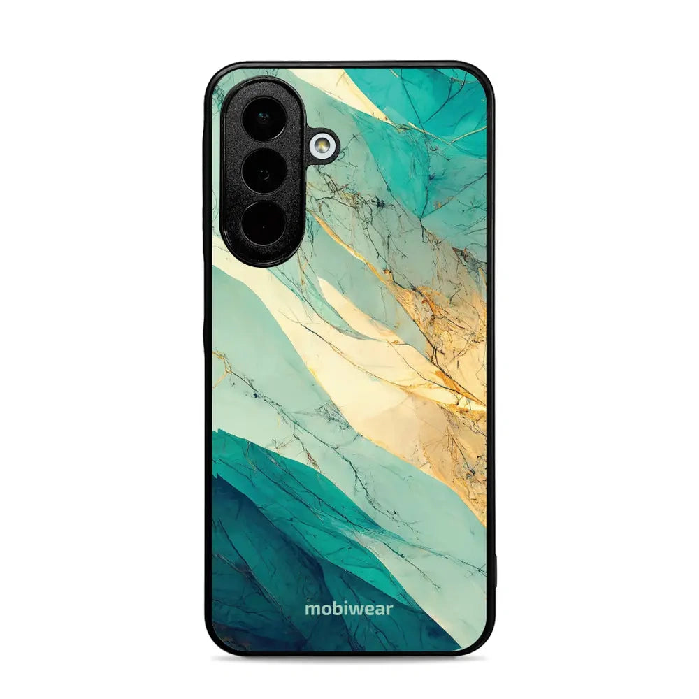 Handyhülle für Galaxy A27 5G, Mobiwear Glossy Case, Türkis-Marmor