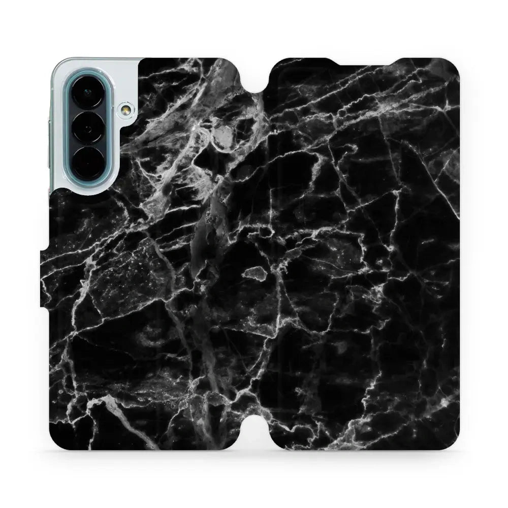 Handyhülle mit klappe für Galaxy A27 5G, Mobiwear Book, Schwarzer Marmor