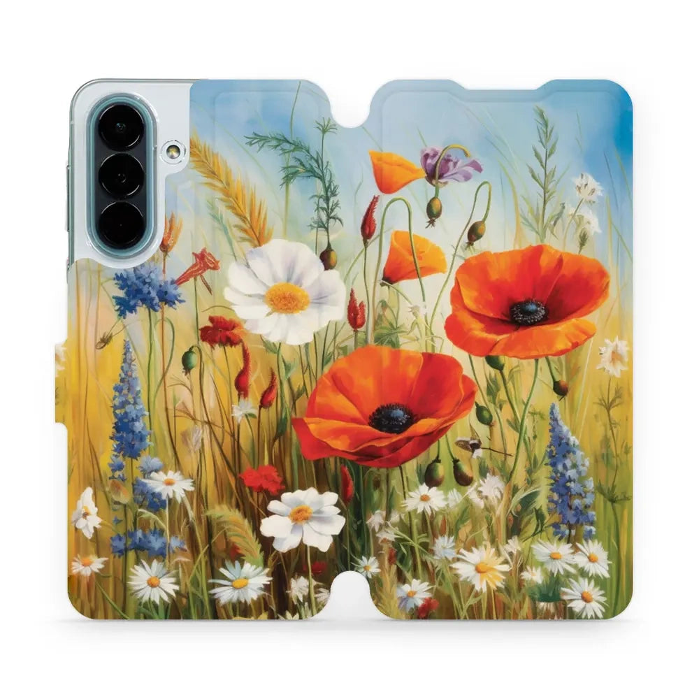 Handyhülle mit klappe für Galaxy A27 5G, Mobiwear Book, Wiesenblumen