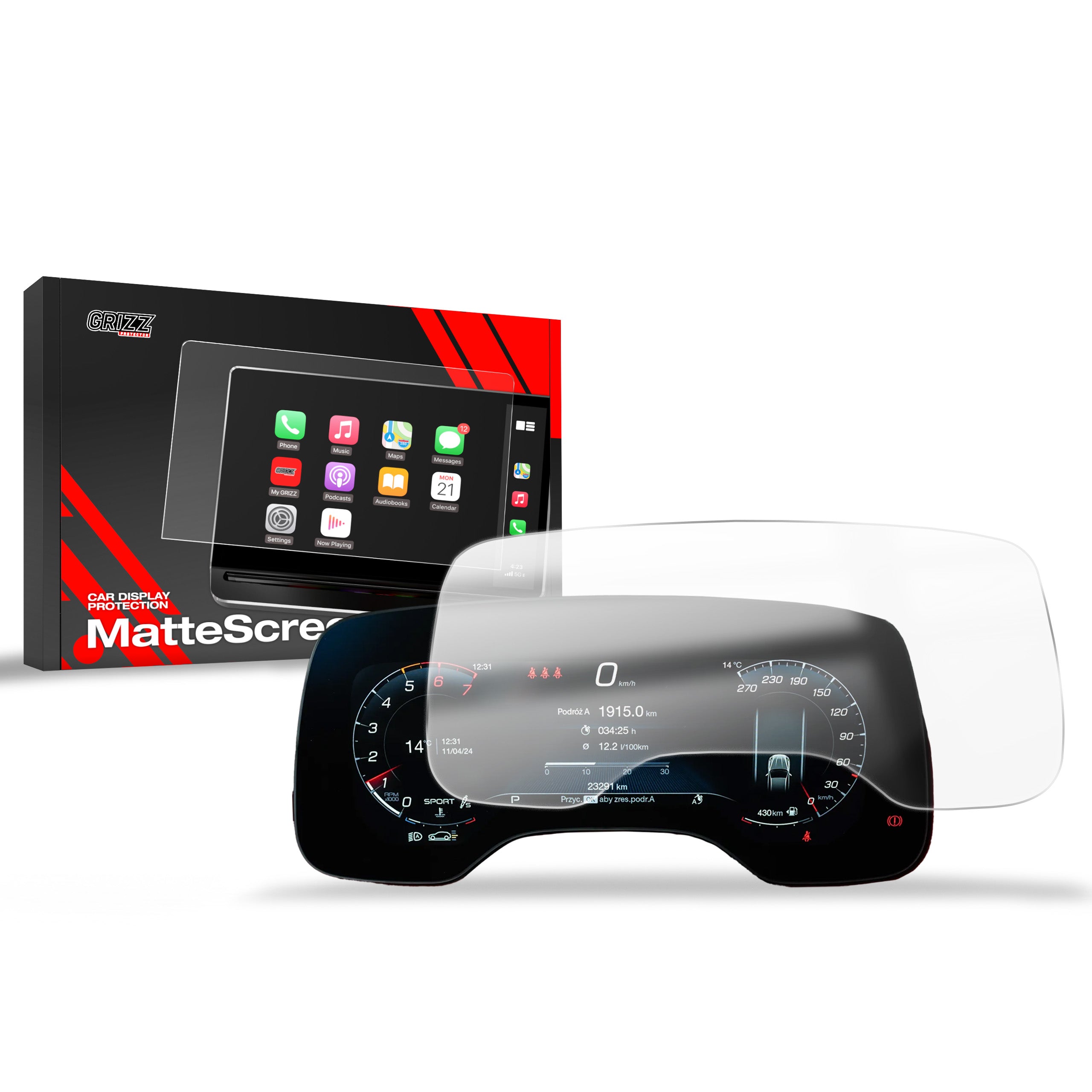 Matte Autodisplayfolie für Maserati Grecale Virtual Cockpit (2023-2026), Grizz Protector