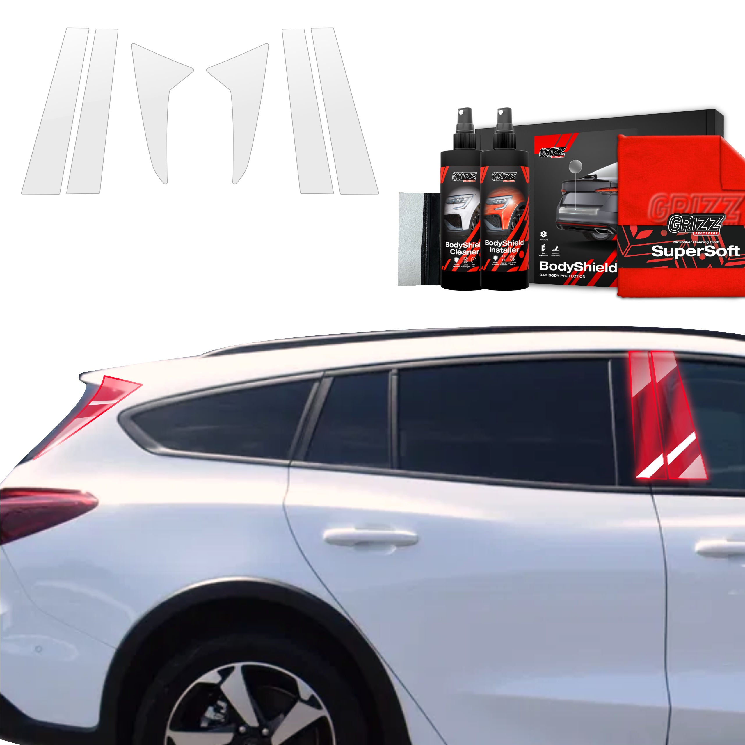 6in1 Schutzfolie Grizz Protector für B-Säule - Ford Focus Active X Kombi Facelift (2021-2025)