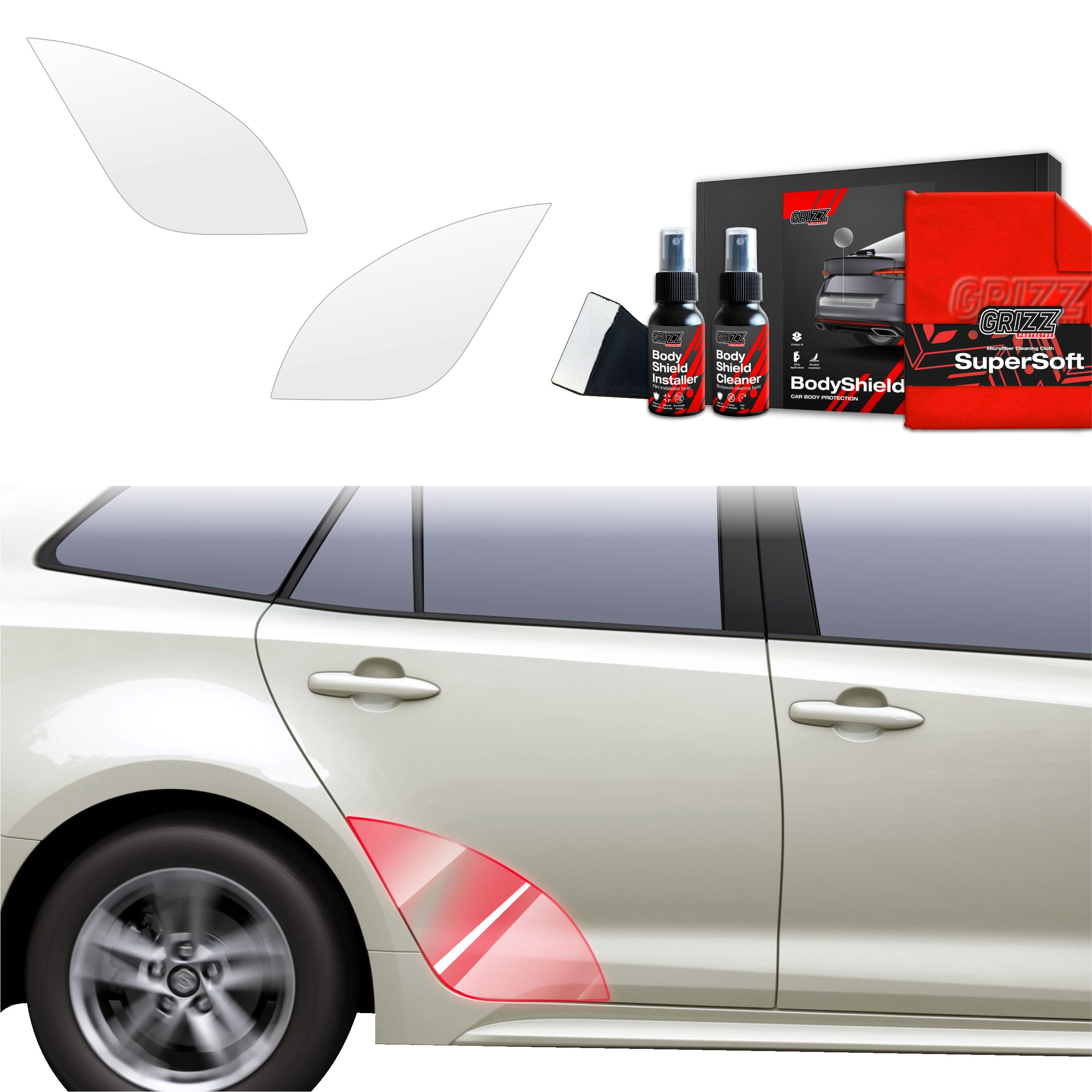 2in1 Schutzfolie Grizz Protector für hinteren Seitenschweller - Suzuki Swace Facelift (2023-2026)