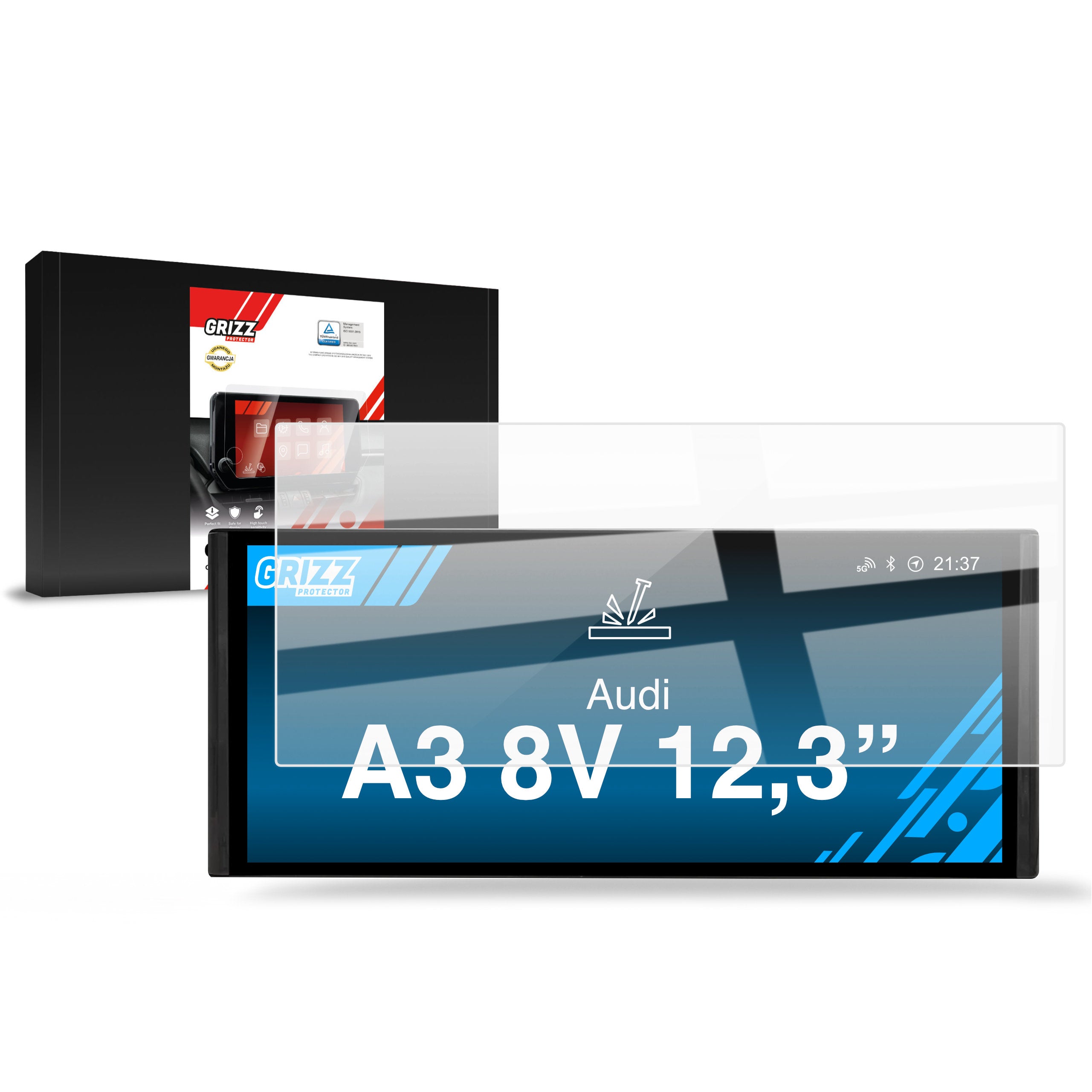 Keramische Autodisplayfolie für Audi A3 8V Android Radio 12,3" (2012-2020), Grizz Protector