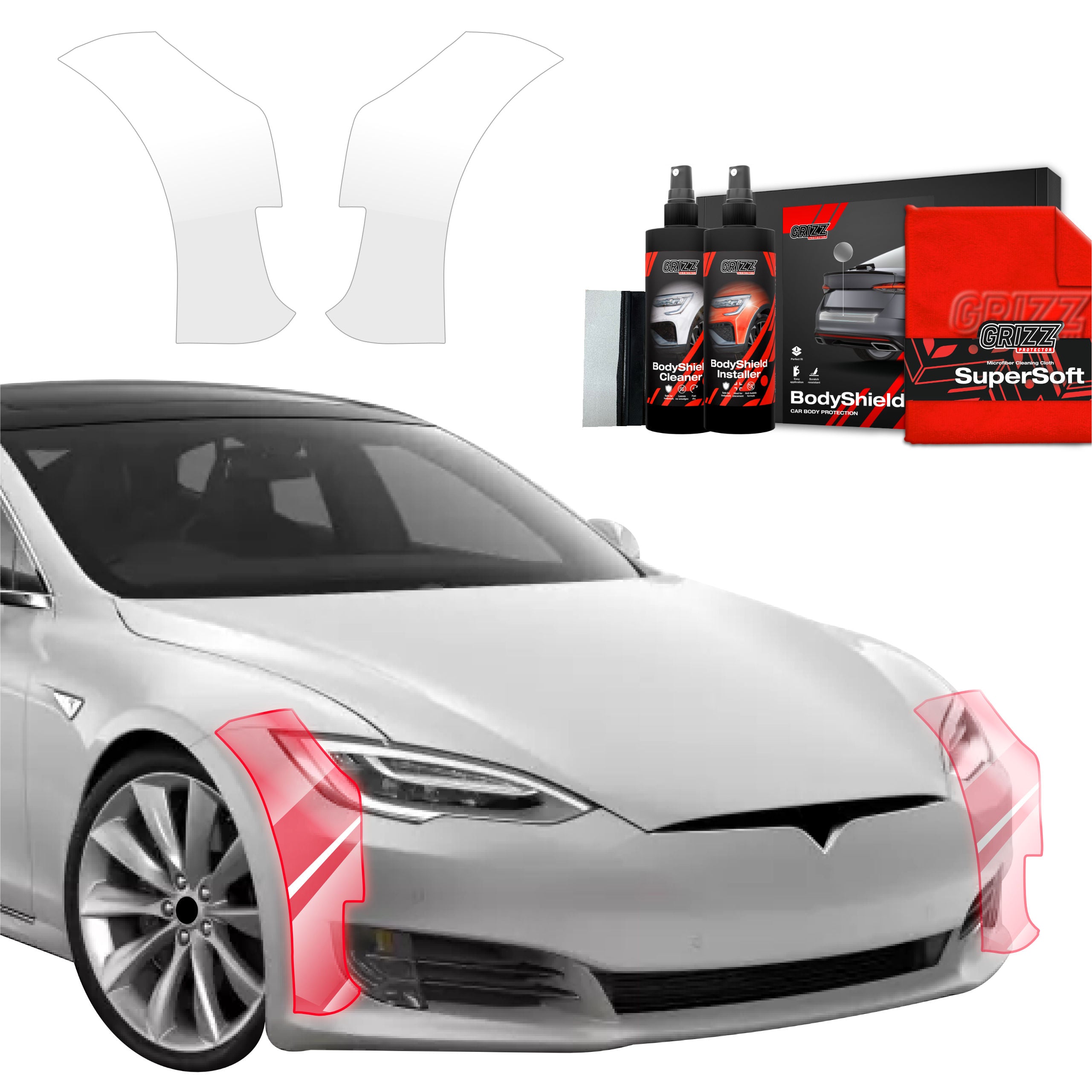 2in1 Schutzfolie Grizz Protector für Stoßstange - Tesla Model S (2023-2026)