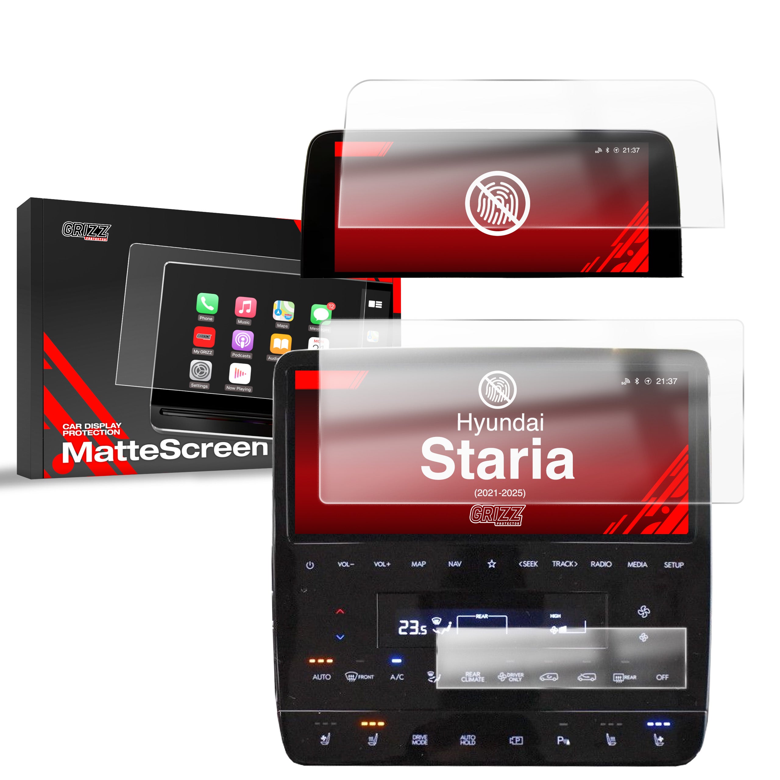 Matte Autodisplayfolie 3in1 für Hyundai Staria 10,25" (2021-2026), Grizz Protector