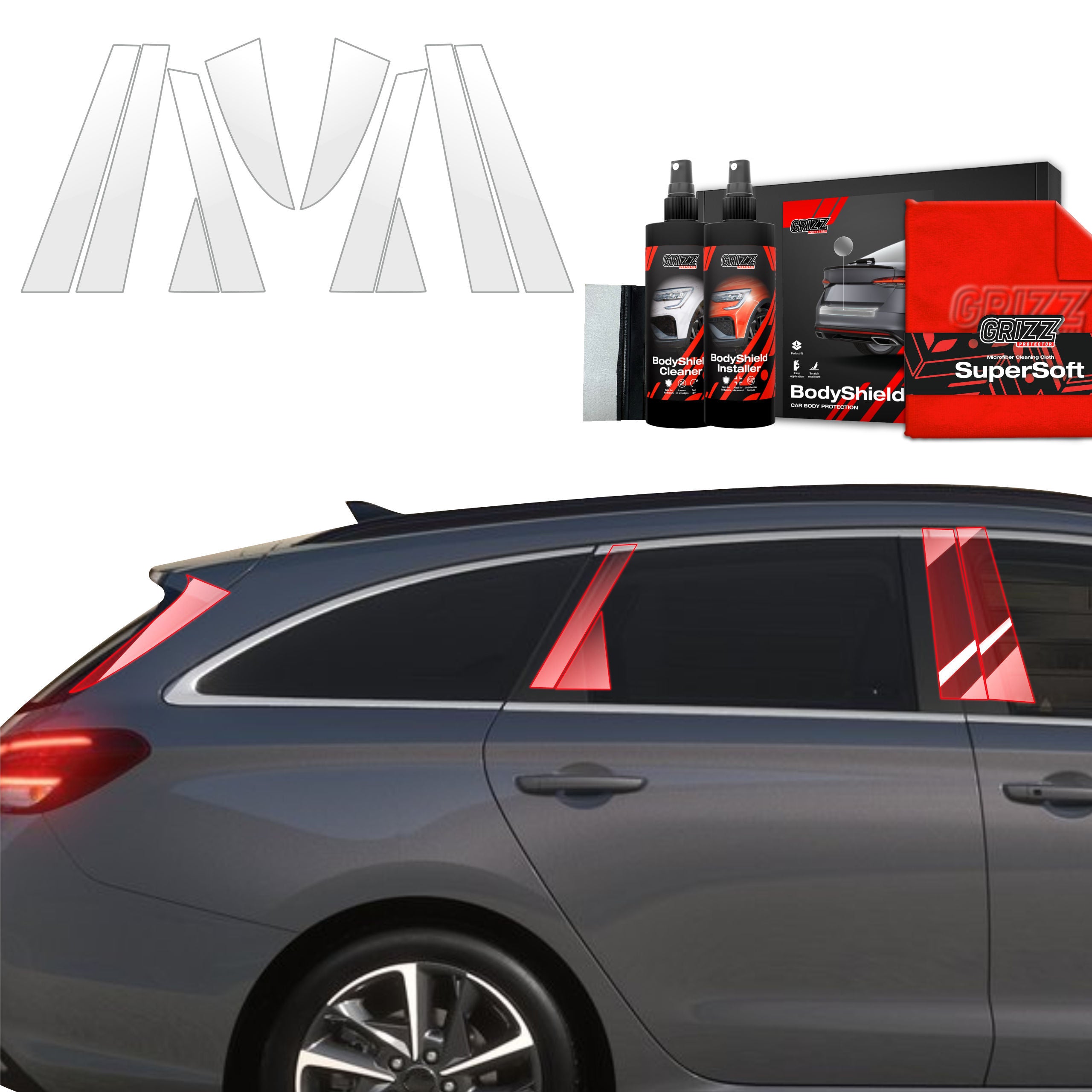 10in1 Schutzfolie Grizz Protector für B-C-Säule - Hyundai i30 Wagon (2020-2026)