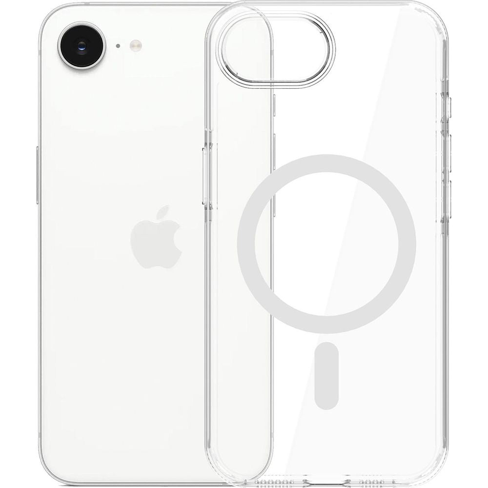 Handyhülle für iPhone 16e, 3mk EverClear MagCase mit MagSafe, Transparent mit weißem Magneten