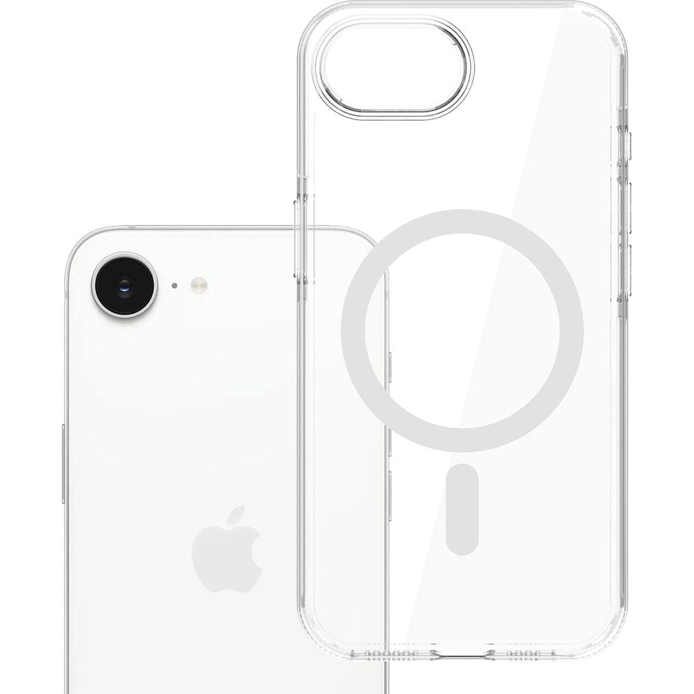 Handyhülle für iPhone 16e, 3mk EverClear MagCase mit MagSafe, Transparent mit weißem Magneten