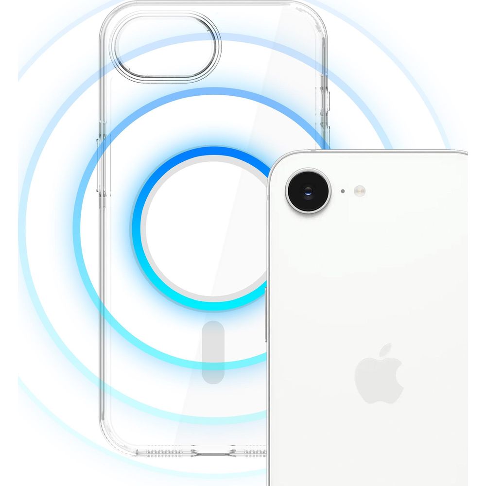 Handyhülle für iPhone 16e, 3mk EverClear MagCase mit MagSafe, Transparent mit weißem Magneten