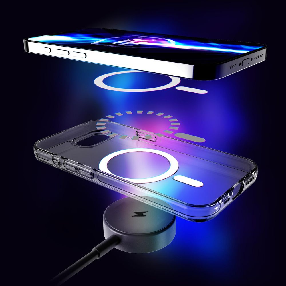 Handyhülle für iPhone 16e, 3mk EverClear MagCase mit MagSafe, Transparent mit weißem Magneten