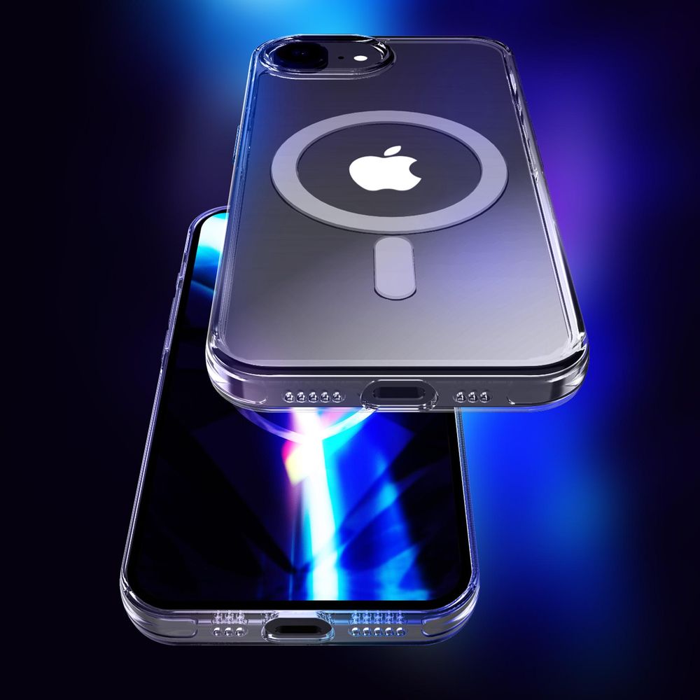 Handyhülle für iPhone 16e, 3mk EverClear MagCase mit MagSafe, Transparent mit weißem Magneten