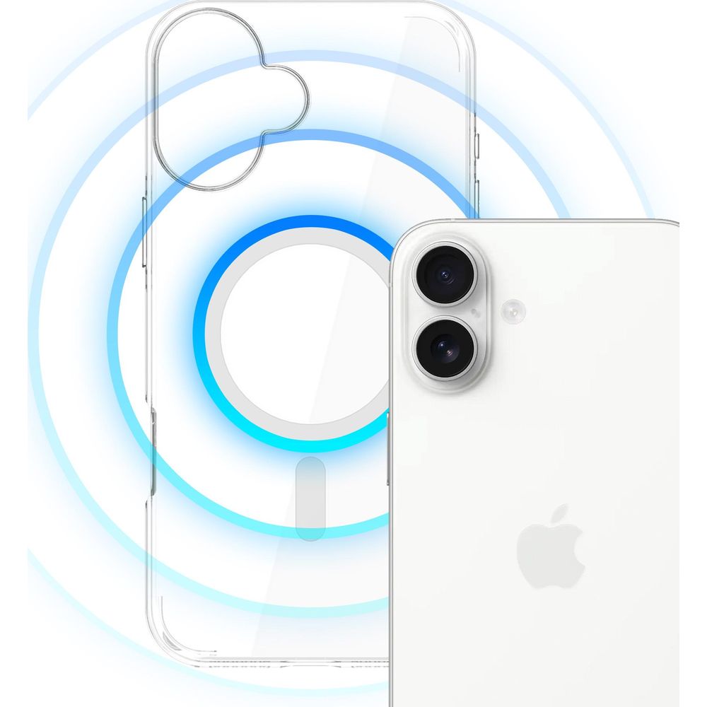 Handyhülle für iPhone 16 Plus, 3mk EverClear MagCase mit MagSafe, Transparent mit weißem Magneten