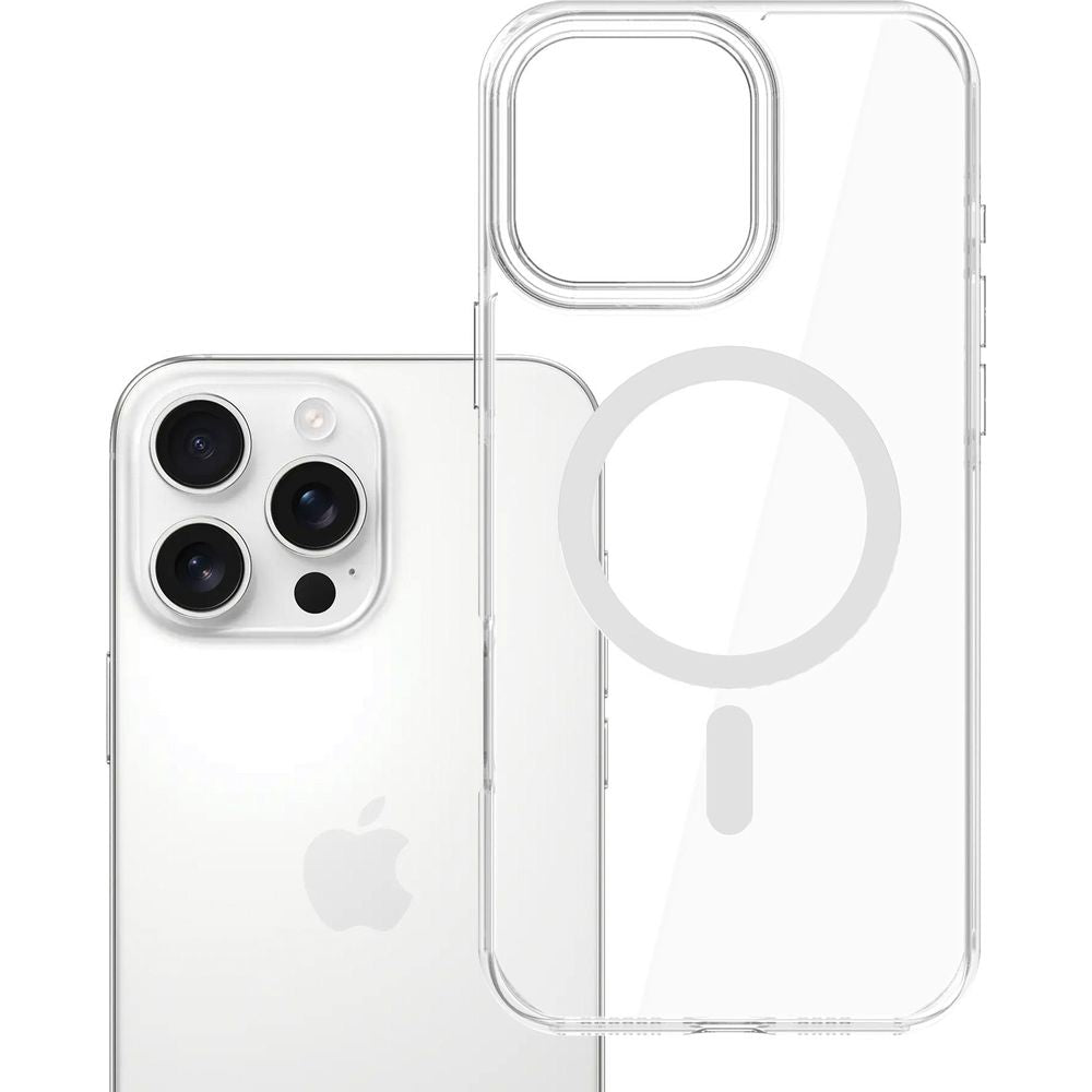 Handyhülle für iPhone 16 Pro Max, 3mk EverClear MagCase mit MagSafe, Transparent mit weißem Magneten