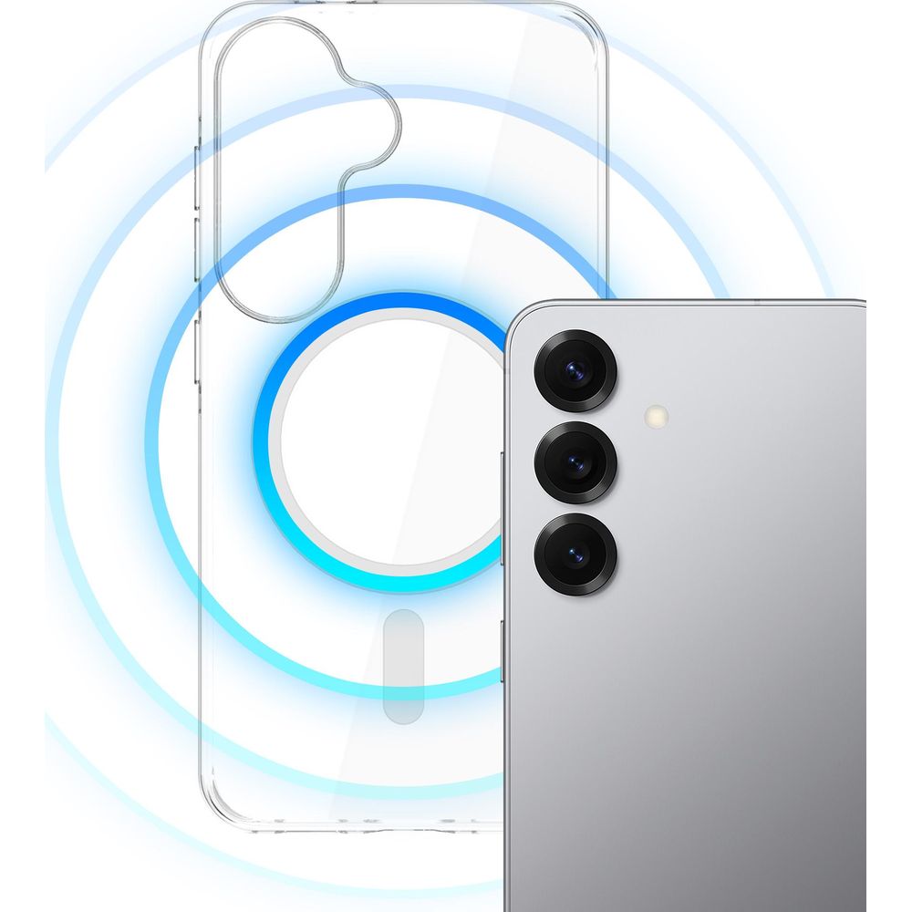 Handyhülle für Galaxy S25, 3mk EverClear MagCase mit MagSafe, Transparent mit weißem Magneten
