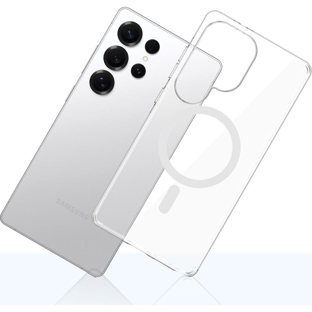 Handyhülle für Galaxy S25 Ultra, 3mk EverClear MagCase mit MagSafe, Transparent mit weißem Magneten