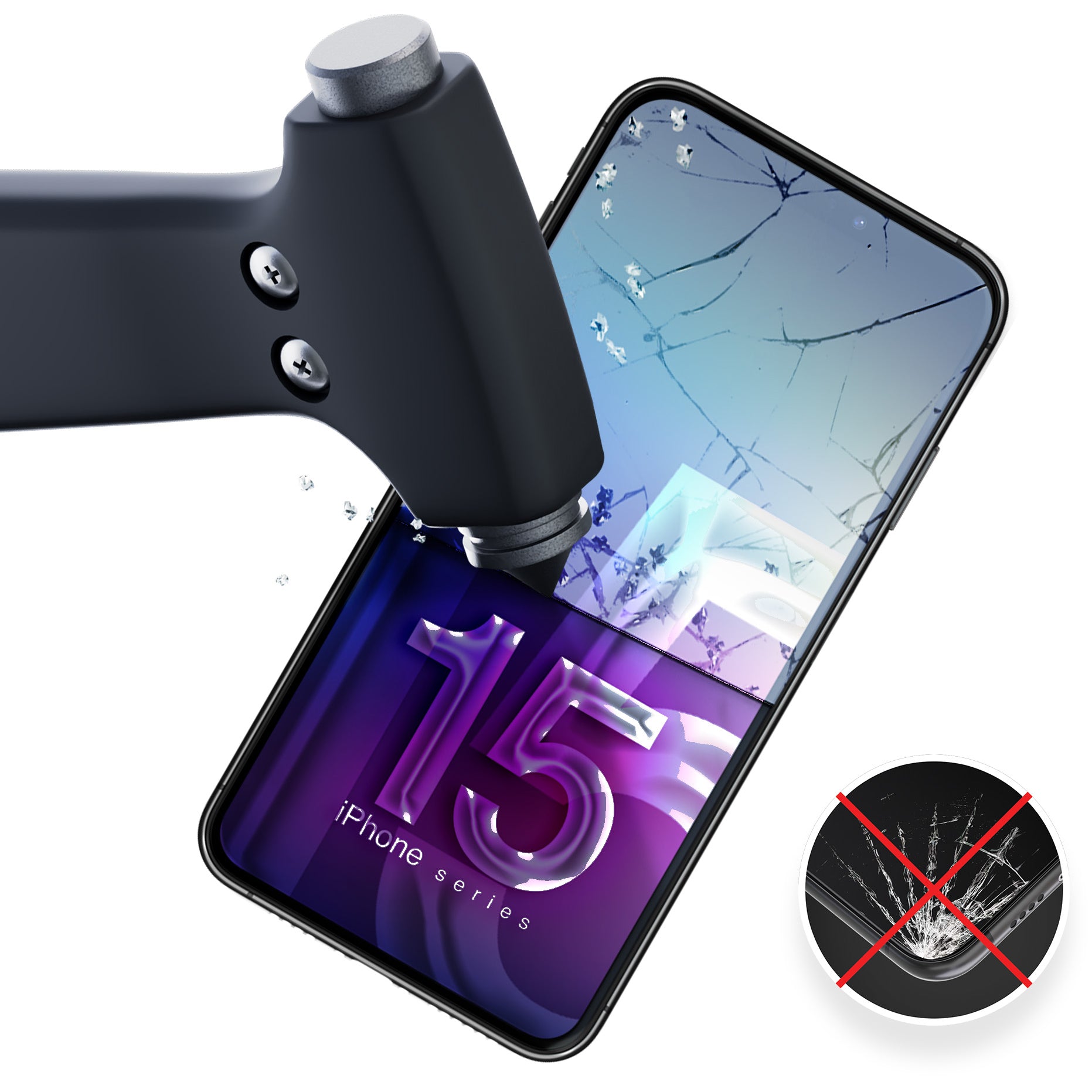Hybridglas für iPhone 15, 3mk FlexibleGlass Pro
