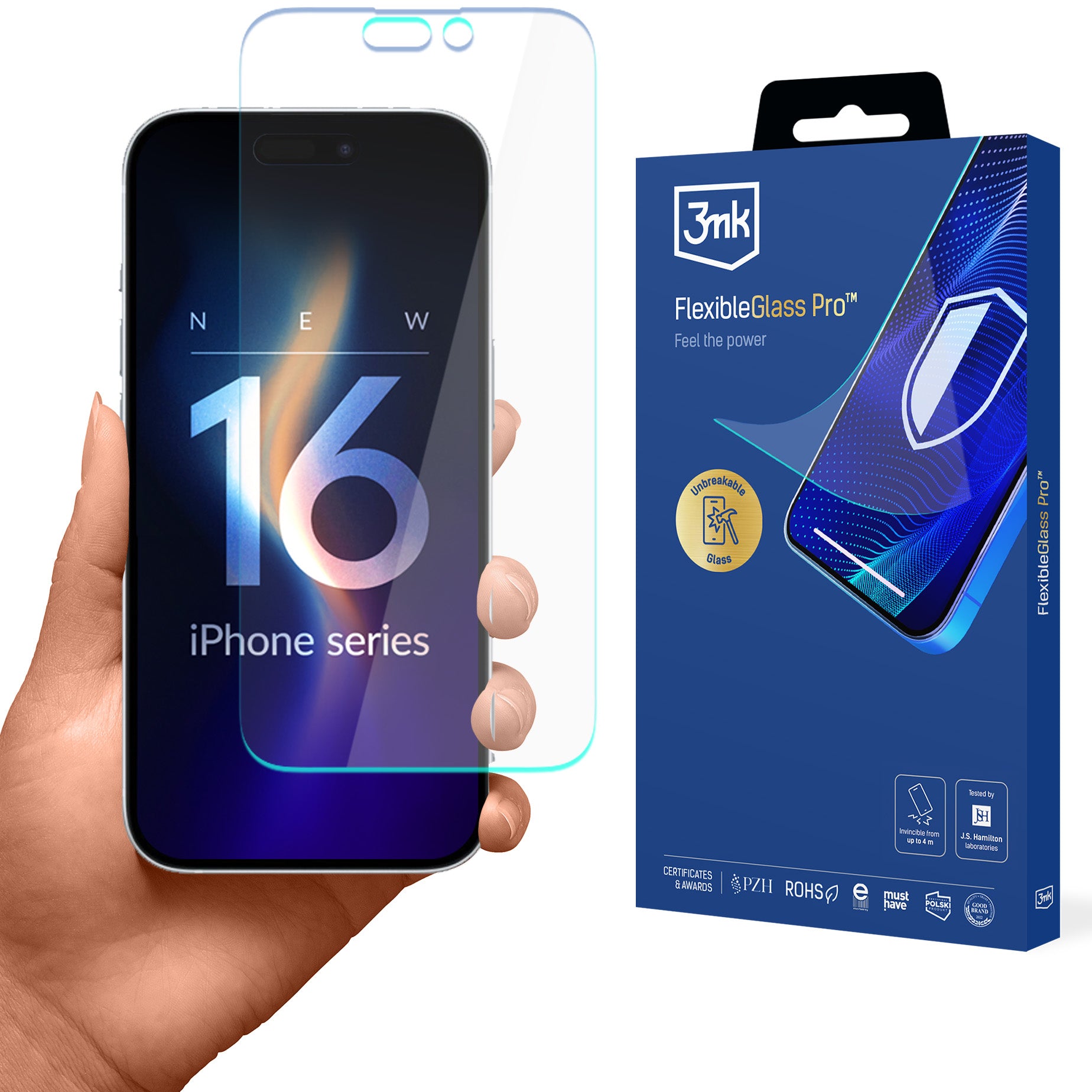 Hybridglas für iPhone 16 Pro, 3mk FlexibleGlass Pro