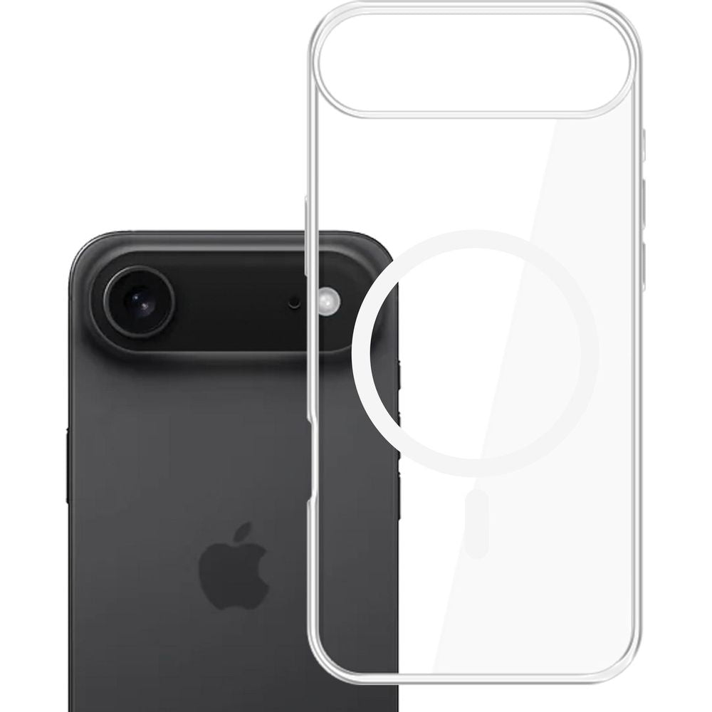 Handyhülle für iPhone Air, 3mk EverClear MagCase mit MagSafe, Transparent mit weißem Magneten